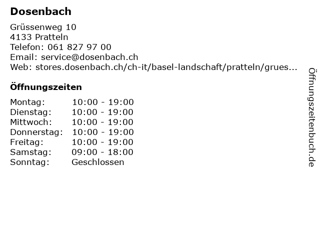 Dosenbach in Pratteln: Adresse und Öffnungszeiten