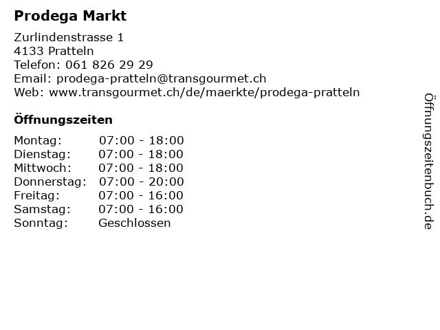 Prodega Markt in Pratteln: Adresse und Öffnungszeiten