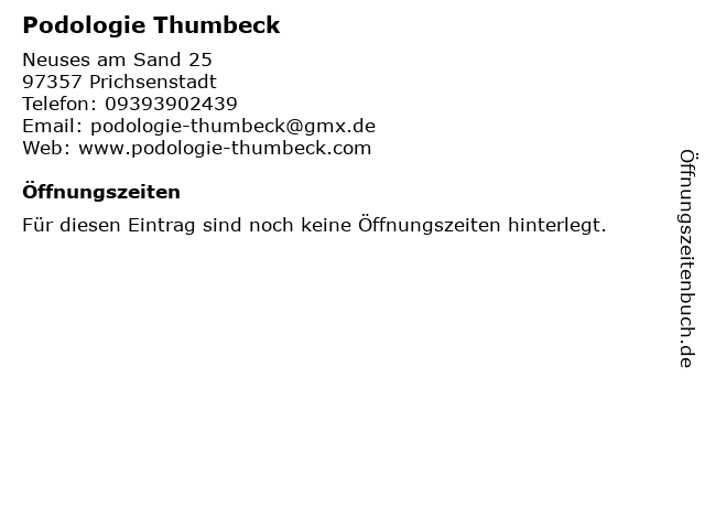 Podologie Thumbeck in Prichsenstadt: Adresse und Öffnungszeiten