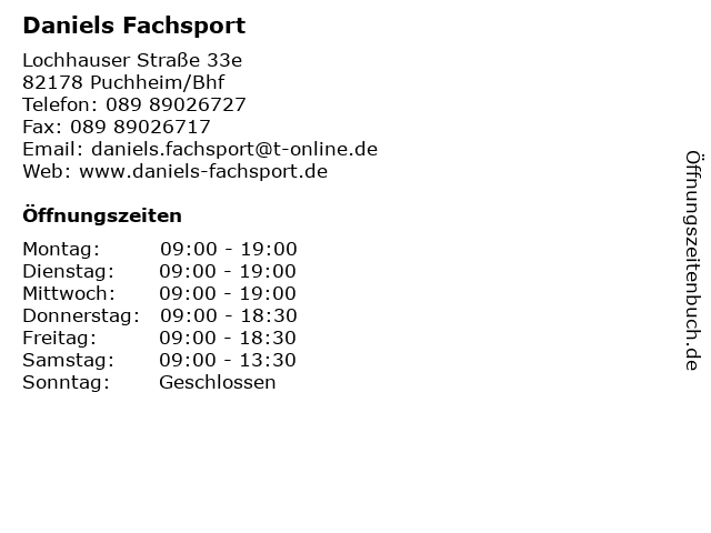 Daniels Fachsport in Puchheim/Bhf: Adresse und Öffnungszeiten