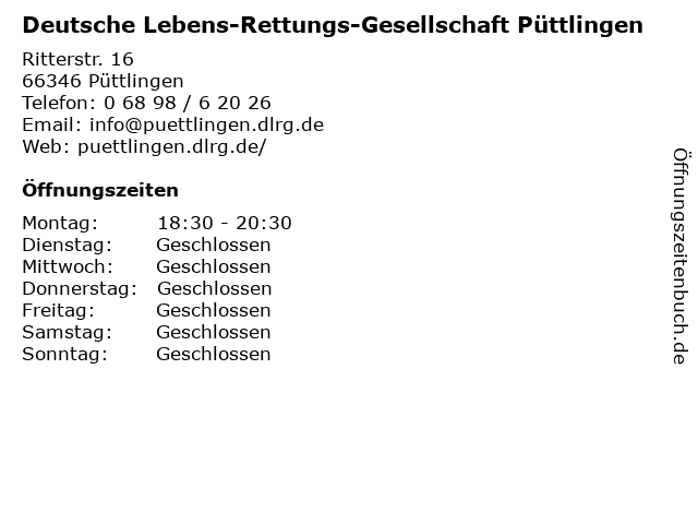 Deutsche Lebens-Rettungs-Gesellschaft Püttlingen in Püttlingen: Adresse und Öffnungszeiten