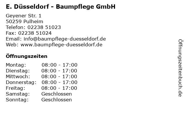 E. Düsseldorf - Baumpflege GmbH in Pulheim: Adresse und Öffnungszeiten