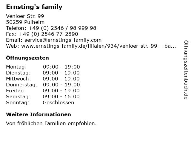 Ernsting's family in Pulheim: Adresse und Öffnungszeiten