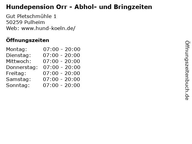 Hundepension Orr - Abhol- und Bringzeiten in Pulheim: Adresse und Öffnungszeiten