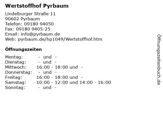 Wertstoffhof Pyrbaum in Pyrbaum: Adresse und Öffnungszeiten