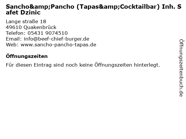 á… Offnungszeiten Sancho Pancho Lange Str 18 In Quakenbruck