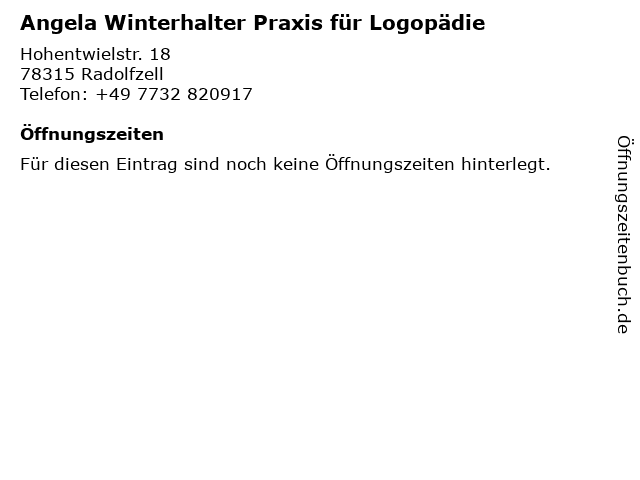 Angela Winterhalter Praxis für Logopädie in Radolfzell: Adresse und Öffnungszeiten