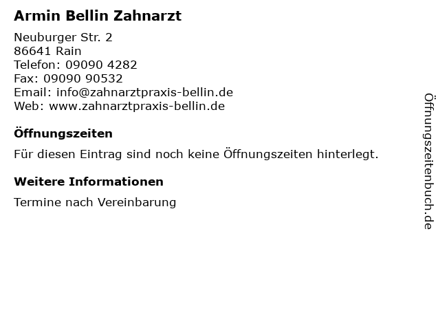 Armin Bellin Zahnarzt in Rain: Adresse und Öffnungszeiten