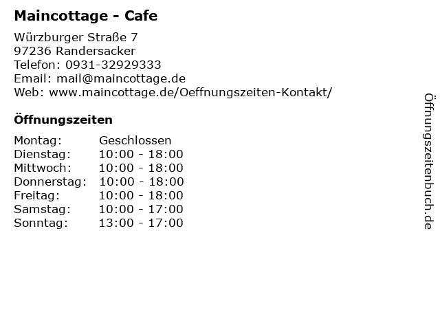 Maincottage - Cafe in Randersacker: Adresse und Öffnungszeiten