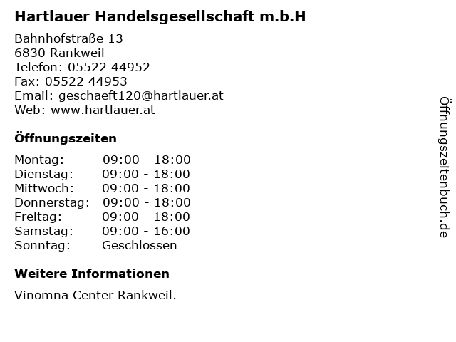 Hartlauer Handelsgesellschaft m.b.H in Rankweil: Adresse und Öffnungszeiten