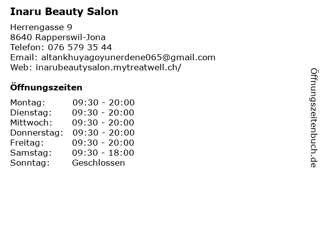 Inaru Beauty Salon in Rapperswil-Jona: Adresse und Öffnungszeiten