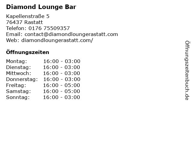 Diamond Lounge Bar in Rastatt: Adresse und Öffnungszeiten