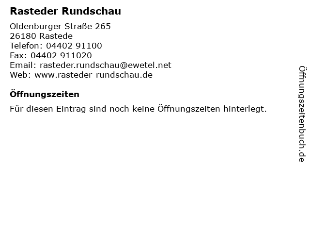 Rasteder Rundschau in Rastede: Adresse und Öffnungszeiten