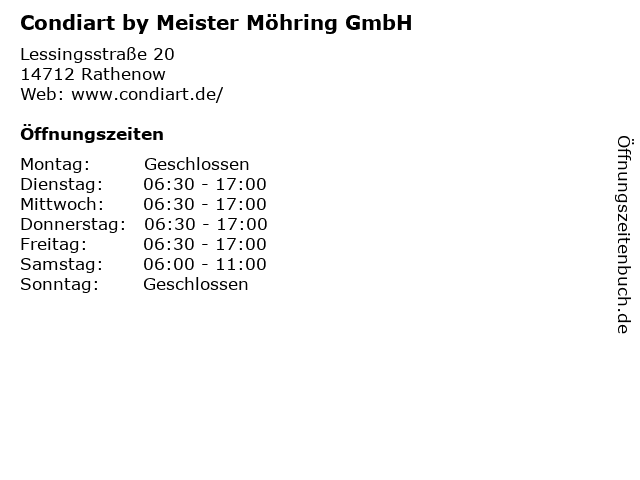 Condiart by Meister Möhring GmbH in Rathenow: Adresse und Öffnungszeiten