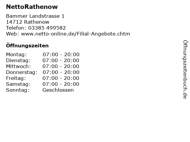 NettoRathenow in Rathenow: Adresse und Öffnungszeiten