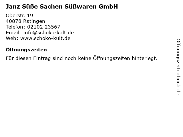 Janz Süße Sachen Süßwaren GmbH in Ratingen: Adresse und Öffnungszeiten