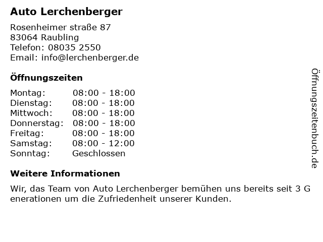 Auto Lerchenberger in Raubling: Adresse und Öffnungszeiten