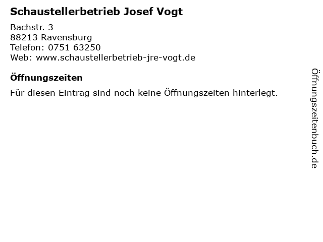 Schaustellerbetrieb Josef Vogt in Ravensburg: Adresse und Öffnungszeiten