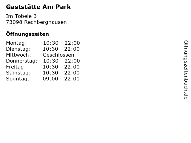 Gaststätte Am Park in Rechberghausen: Adresse und Öffnungszeiten