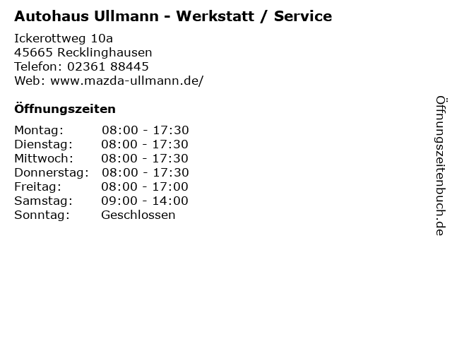 Autohaus Ullmann - Werkstatt / Service in Recklinghausen: Adresse und Öffnungszeiten