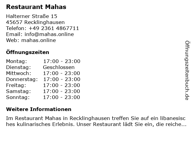 Restaurant Haus Richter in Recklinghausen: Adresse und Öffnungszeiten