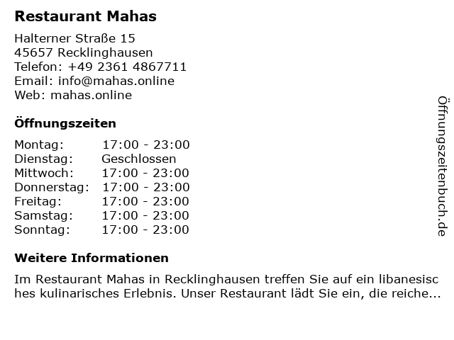 ᐅ Offnungszeiten Restaurant Haus Richter Halterner Strasse 15