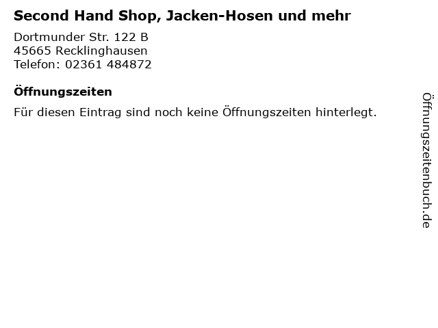 Second Hand Shop, Jacken-Hosen und mehr in Recklinghausen: Adresse und Öffnungszeiten