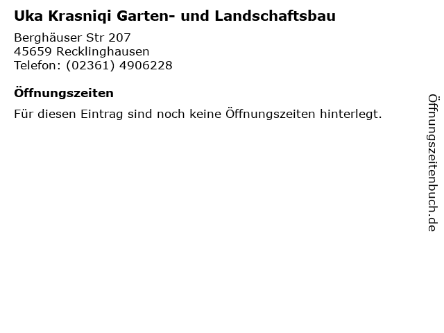 Uka Krasniqi Garten- und Landschaftsbau in Recklinghausen: Adresse und Öffnungszeiten