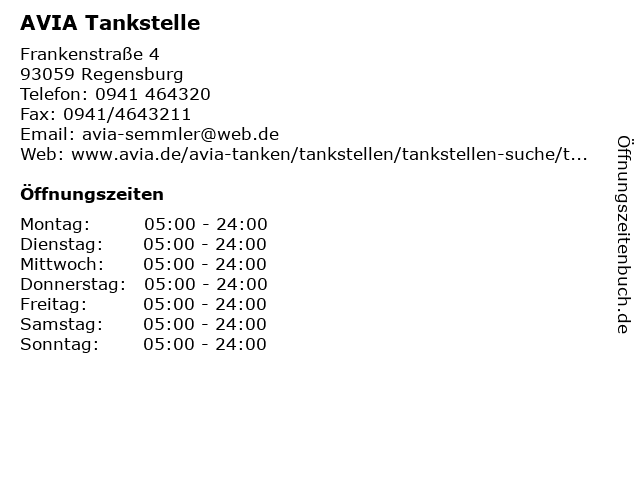 AVIA Tankstelle in Regensburg: Adresse und Öffnungszeiten