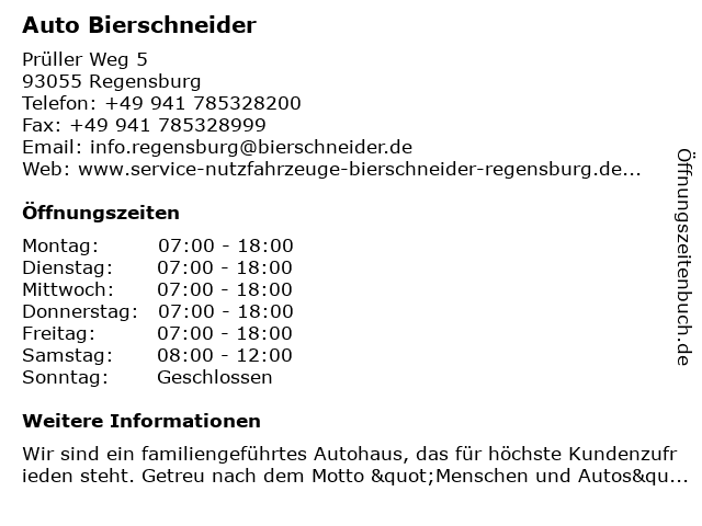 Auto Bierschneider in Regensburg: Adresse und Öffnungszeiten