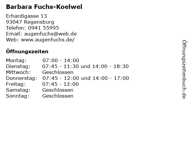 Barbara Fuchs-Koelwel in Regensburg: Adresse und Öffnungszeiten