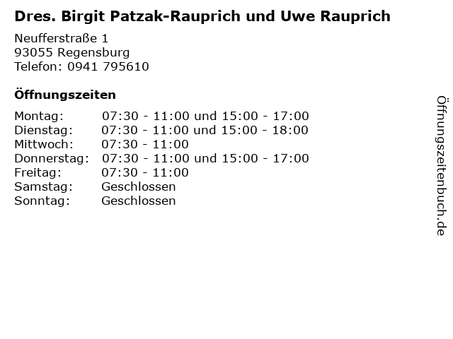 Dres. Birgit Patzak-Rauprich und Uwe Rauprich in Regensburg: Adresse und Öffnungszeiten