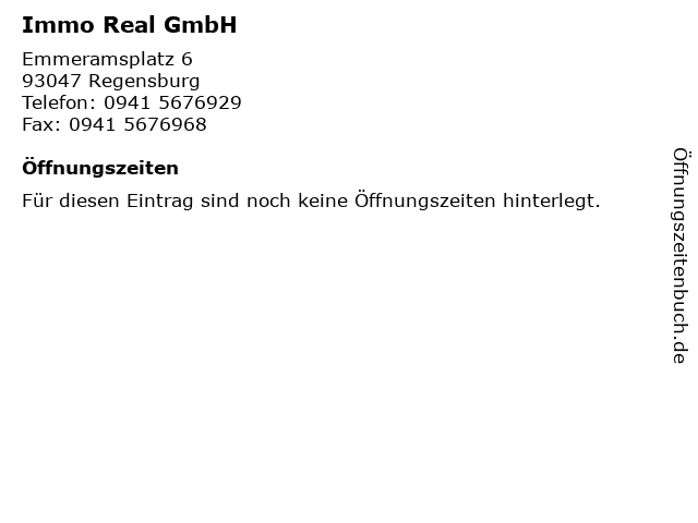 Immo Real GmbH in Regensburg: Adresse und Öffnungszeiten