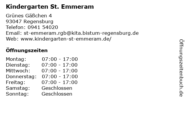 Kindergarten St. Emmeram in Regensburg: Adresse und Öffnungszeiten
