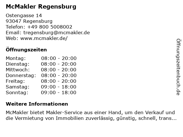 McMakler Regensburg in Regensburg: Adresse und Öffnungszeiten