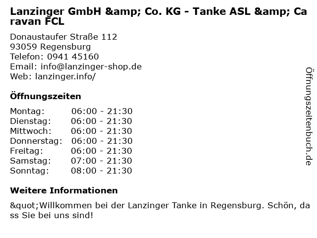 bft-Tankstelle Lanzinger Tanke in Regensburg: Adresse und Öffnungszeiten