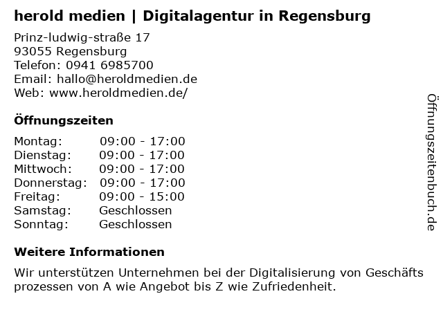 herold medien | Digitalagentur | SEO | Webdesign | Social Media in Regensburg: Adresse und Öffnungszeiten