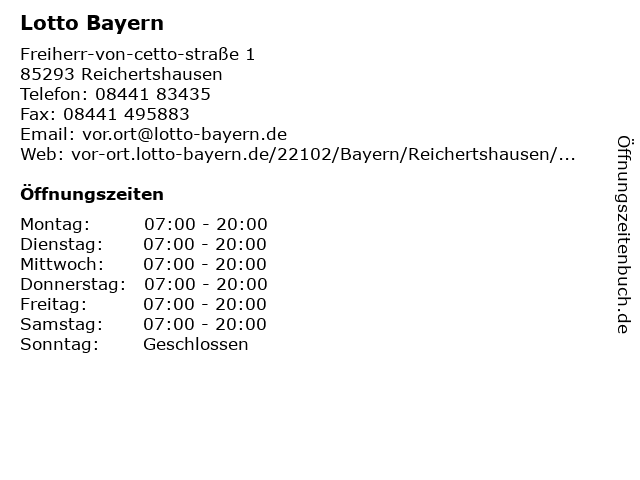 Lotto Bayern in Reichertshausen: Adresse und Öffnungszeiten