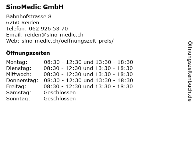 SinoMedic GmbH in Reiden: Adresse und Öffnungszeiten