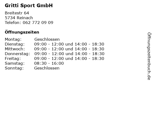 Gritti Sport GmbH in Reinach: Adresse und Öffnungszeiten