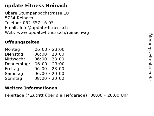 update Fitness Reinach in Reinach: Adresse und Öffnungszeiten