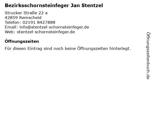 Bezirksschornsteinfeger Jan Stentzel in Remscheid: Adresse und Öffnungszeiten