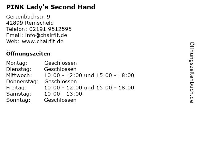 PINK Lady's Second Hand in Remscheid: Adresse und Öffnungszeiten