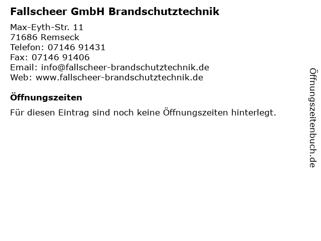Fallscheer GmbH Brandschutztechnik in Remseck: Adresse und Öffnungszeiten