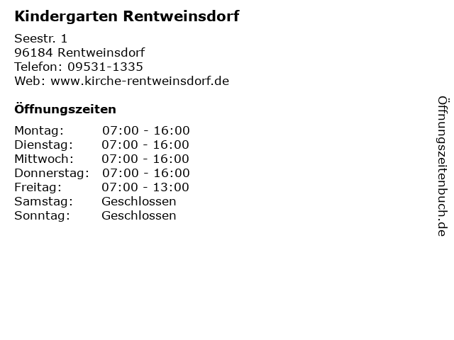 Kindergarten Rentweinsdorf in Rentweinsdorf: Adresse und Öffnungszeiten
