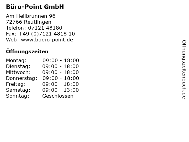 Büro-Point GmbH in Reutlingen: Adresse und Öffnungszeiten
