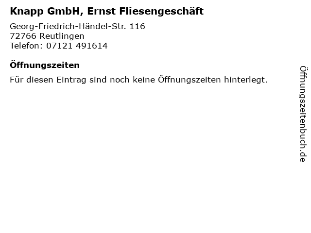 Knapp GmbH, Ernst Fliesengeschäft in Reutlingen: Adresse und Öffnungszeiten
