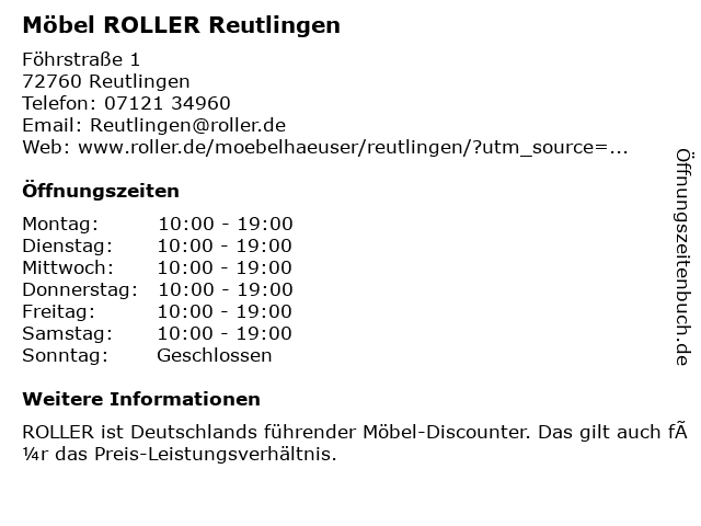 Möbel ROLLER Reutlingen in Reutlingen: Adresse und Öffnungszeiten