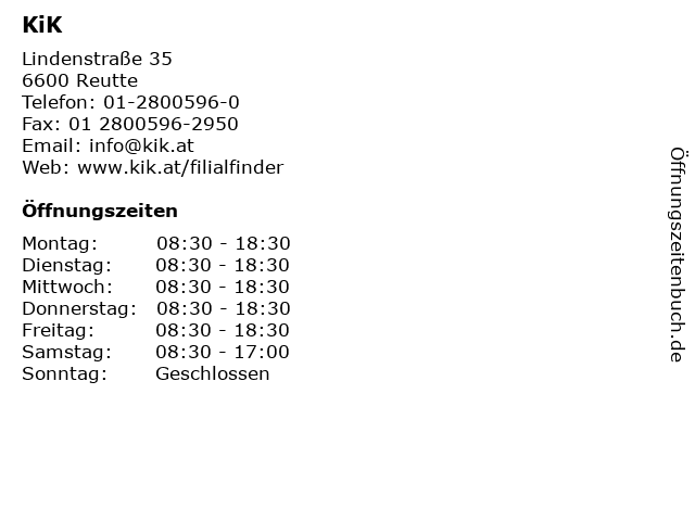 35+ Hofer Reutte Öffnungszeiten, Öffnungszeiten » gemeinde reutte