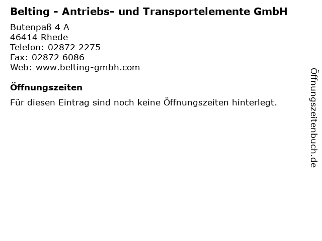 Belting - Antriebs- und Transportelemente GmbH in Rhede: Adresse und Öffnungszeiten